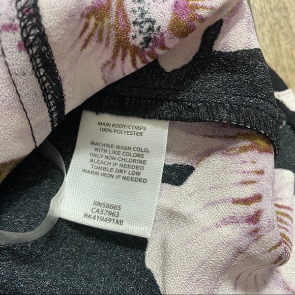 Free Press Black Floral Square Neck Blouse Top - Picture 3 of 4